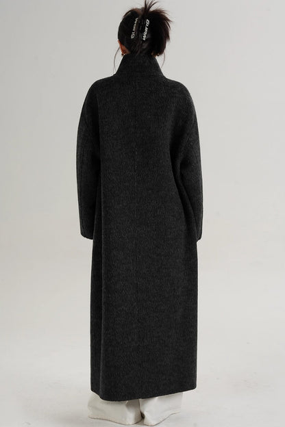 Stand-Up Collar Long Wool Coat