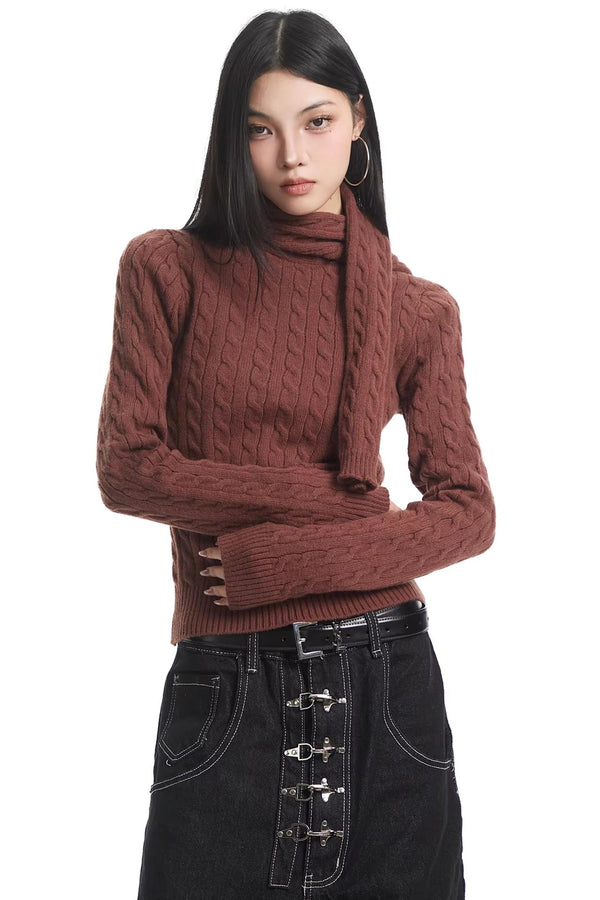 Retro High-Neck Knit Sweater