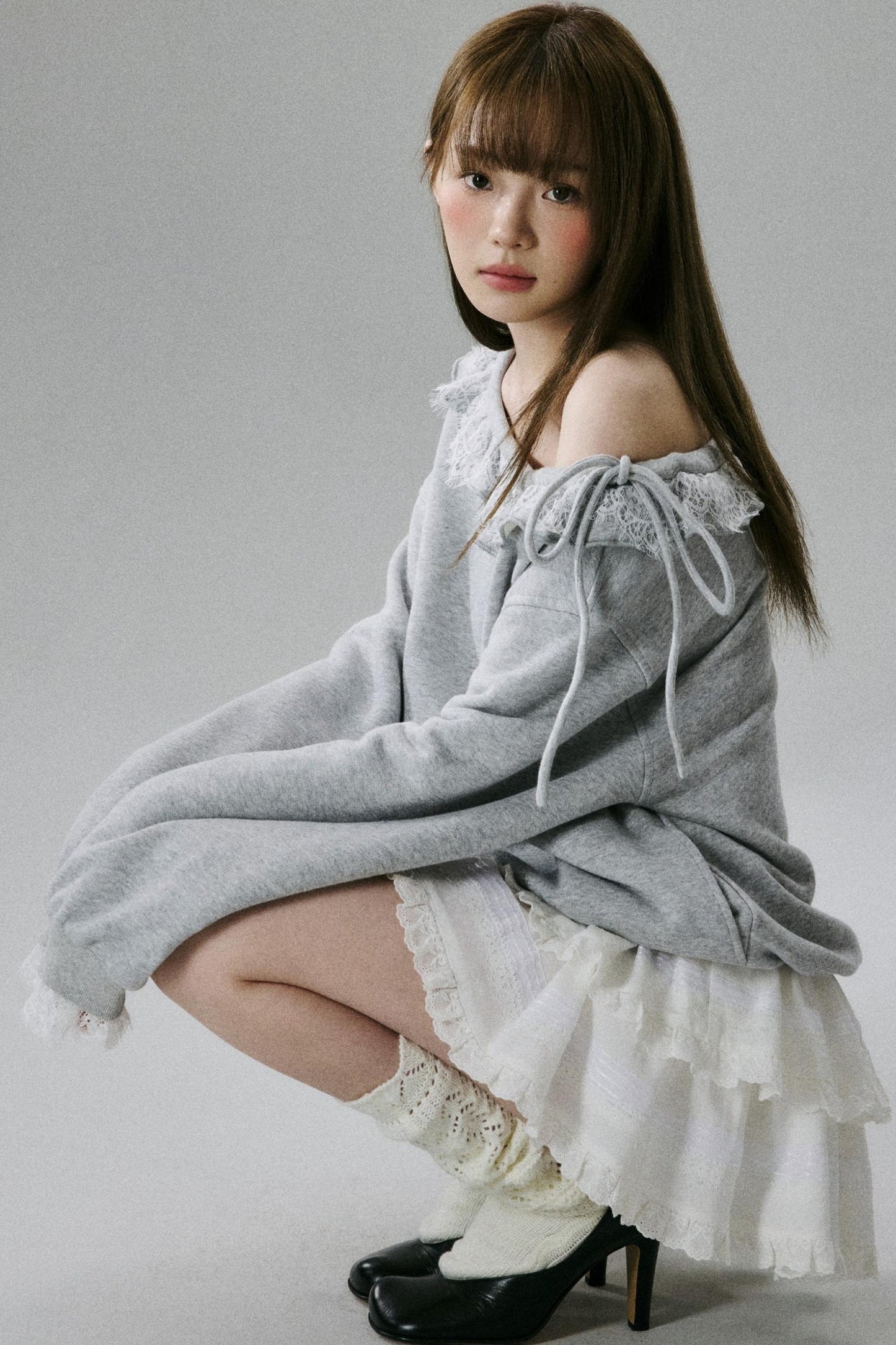 Lace-Trimmed Sweatshirt