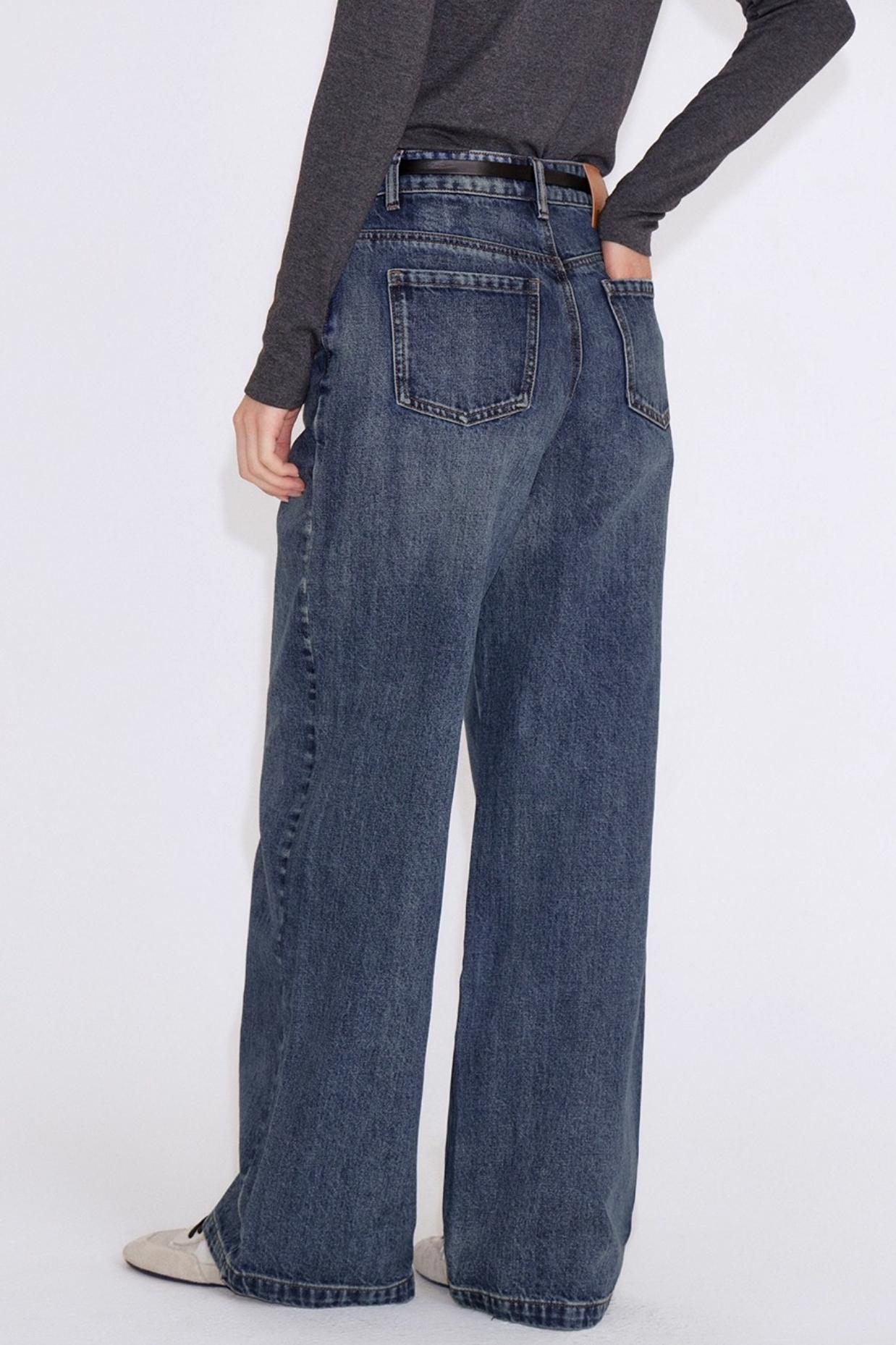 Straight Fit Retro Washed Straight Jeans