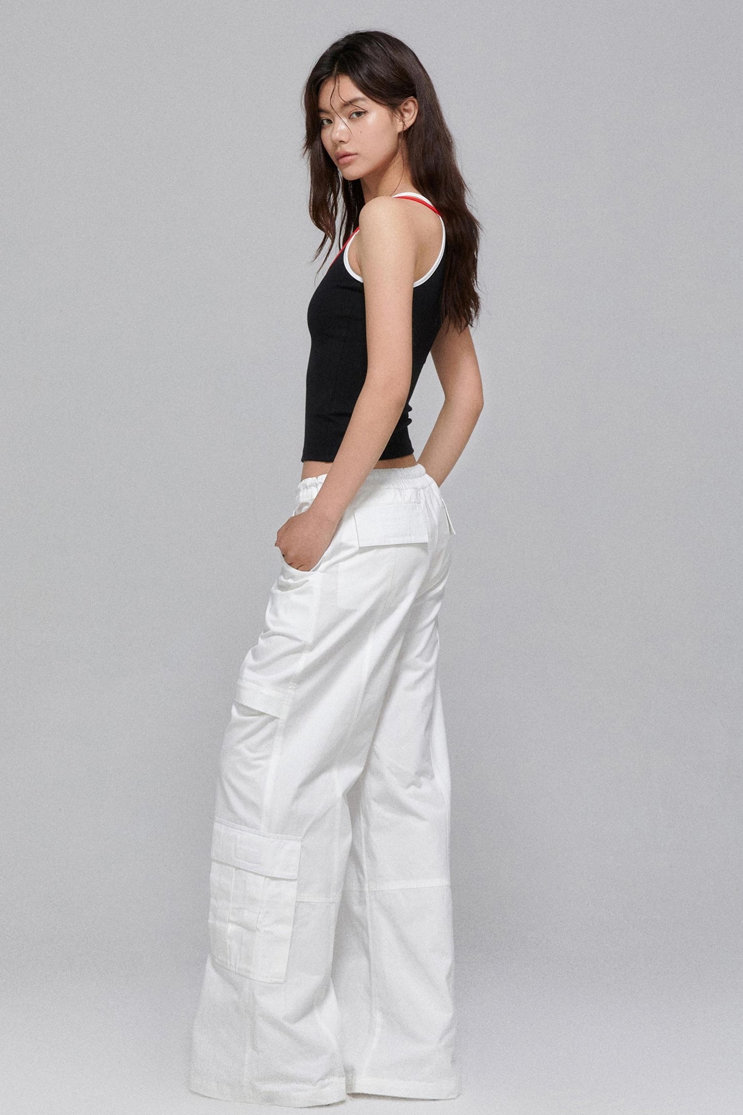 Tricolor Lace Slim Strap Top