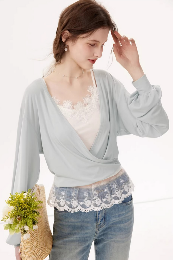 Lyocell Lace Batwing Top