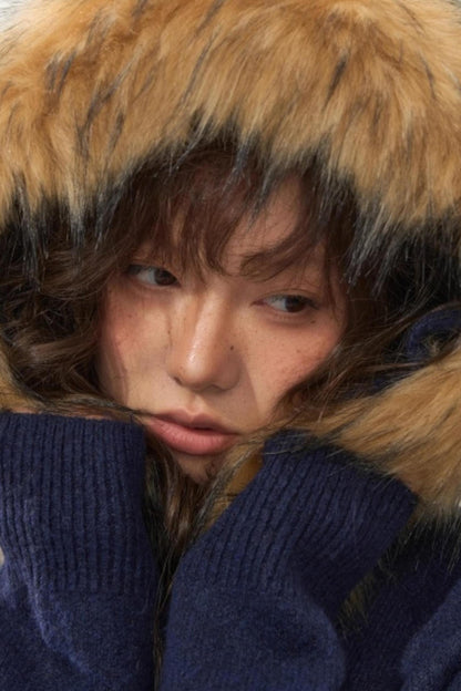 Detachable Fur Collar Cardigan