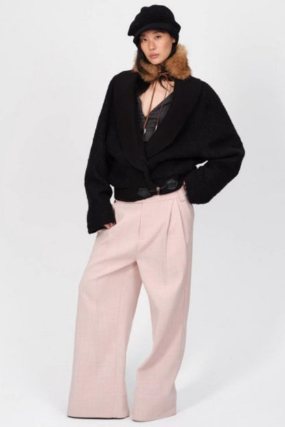 Pleated Low Rise Wide-Leg Pants