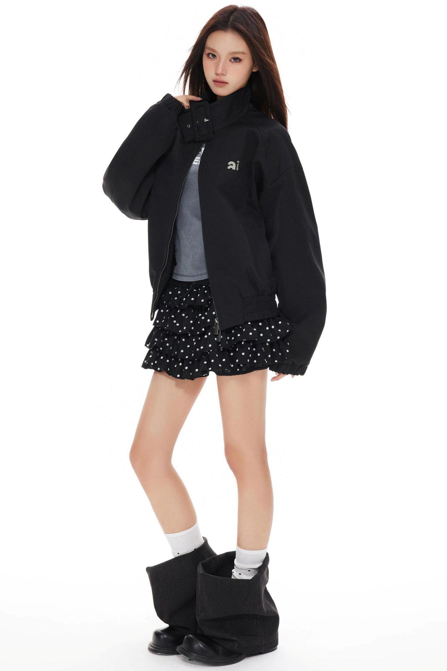 Polka Dot Stand-Up Jacket