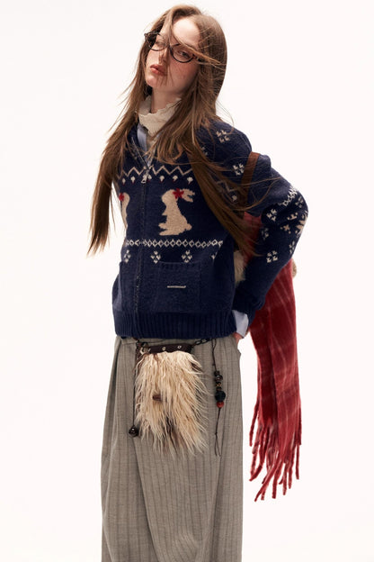 Snowflake Rabbit Knit Cardigan