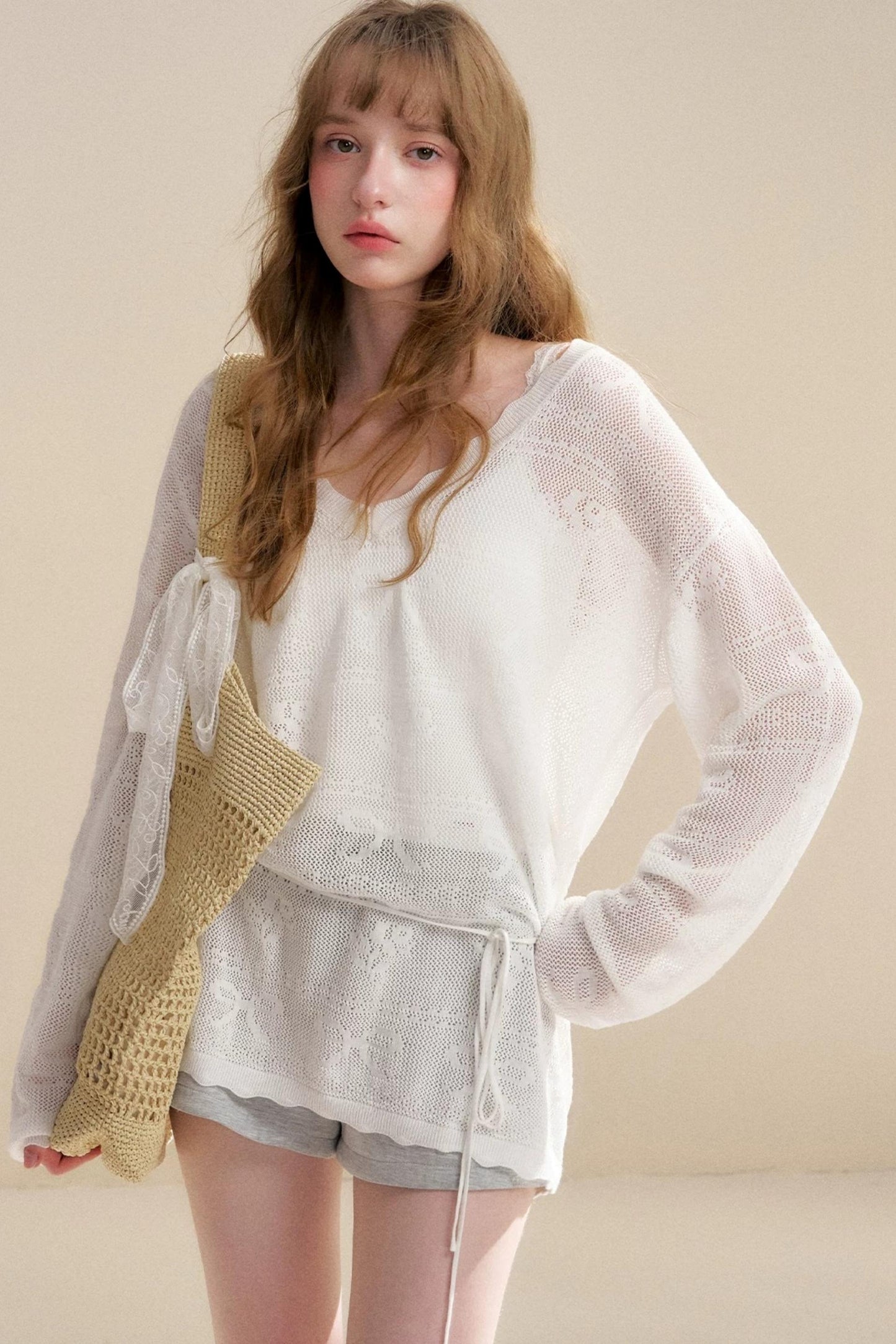 Short A-line in pizzo arricciato