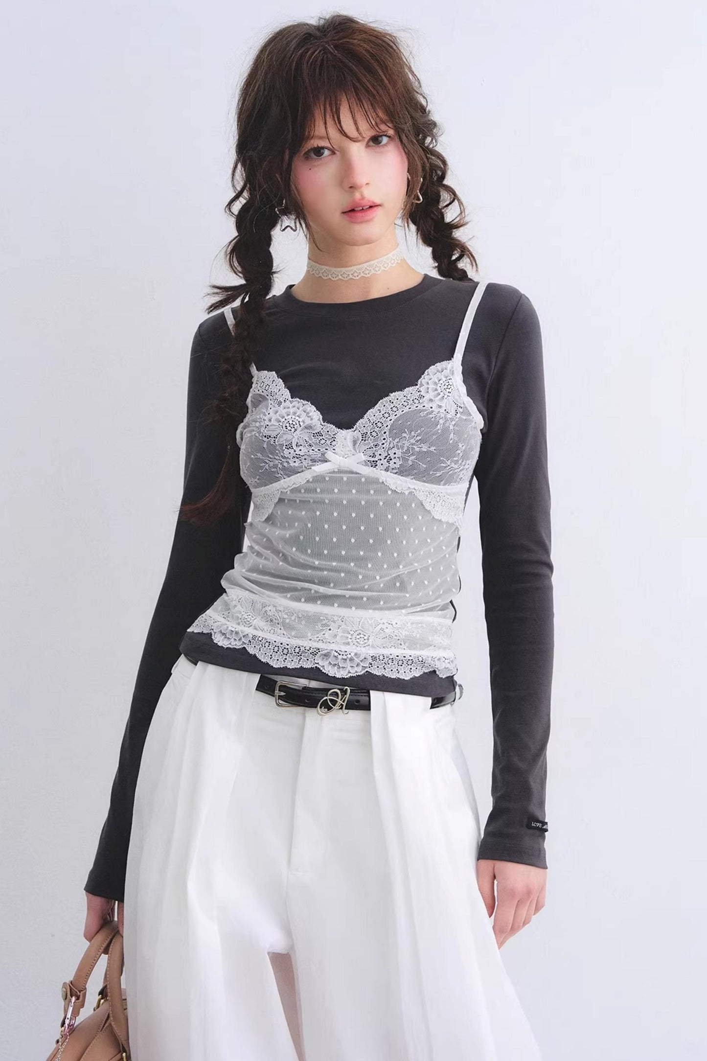 Lace Spliced Vintage Top