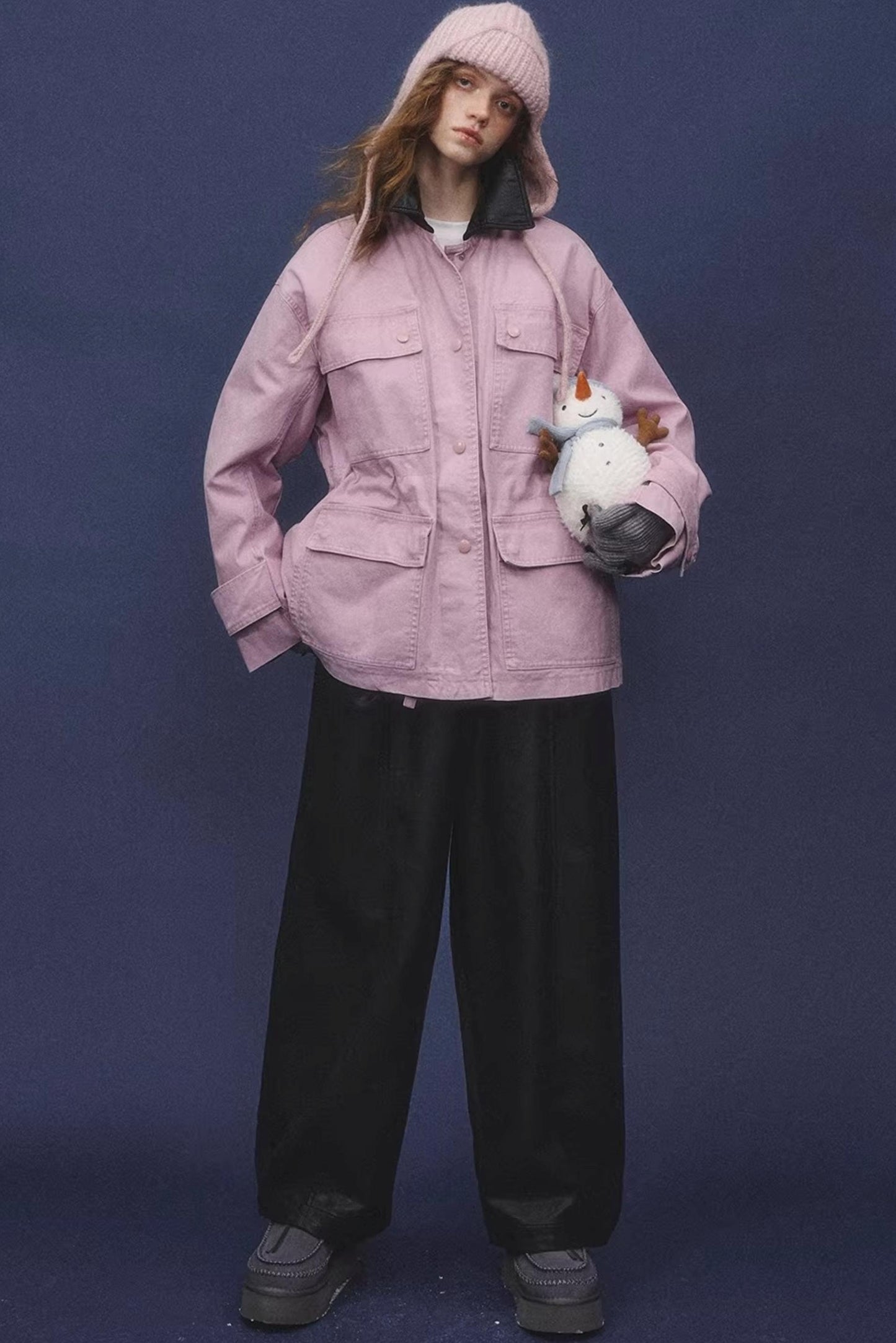 Elastic Waist Black Leather Pants