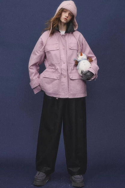 Elastic Waist Black Leather Pants