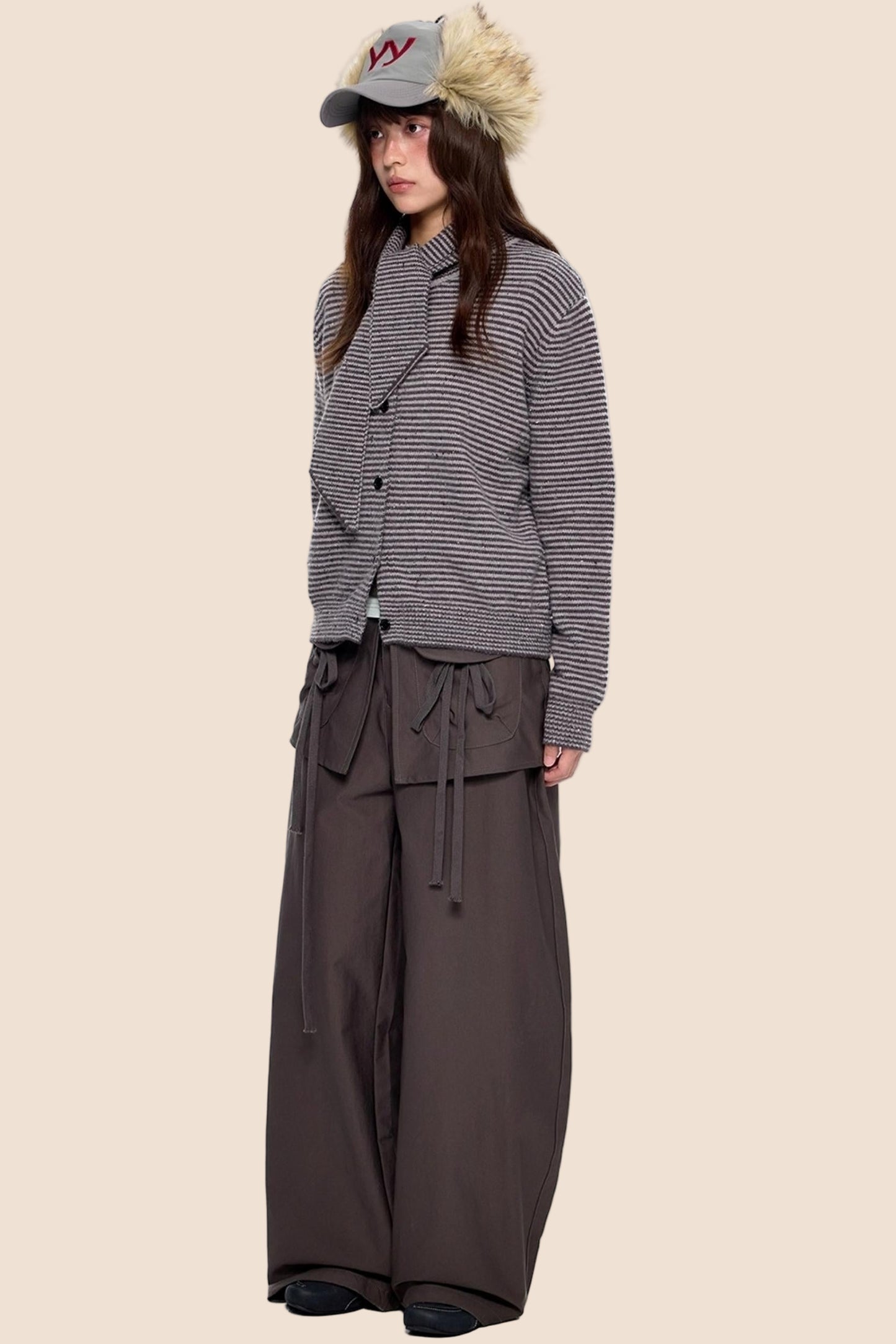 Lazy Striped Knit Cardigan Sweater