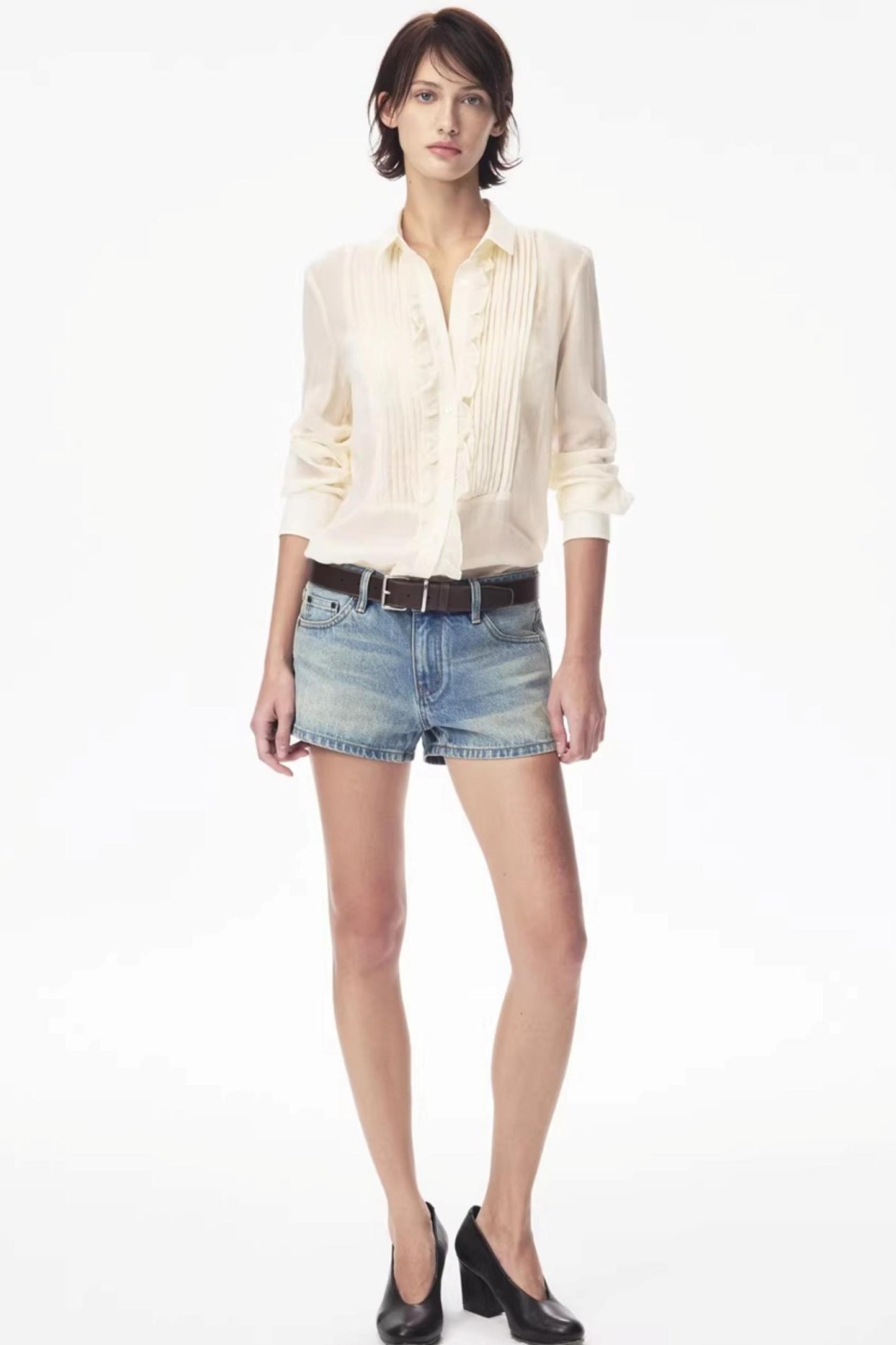 Lyocell Lace Pleated Shirt