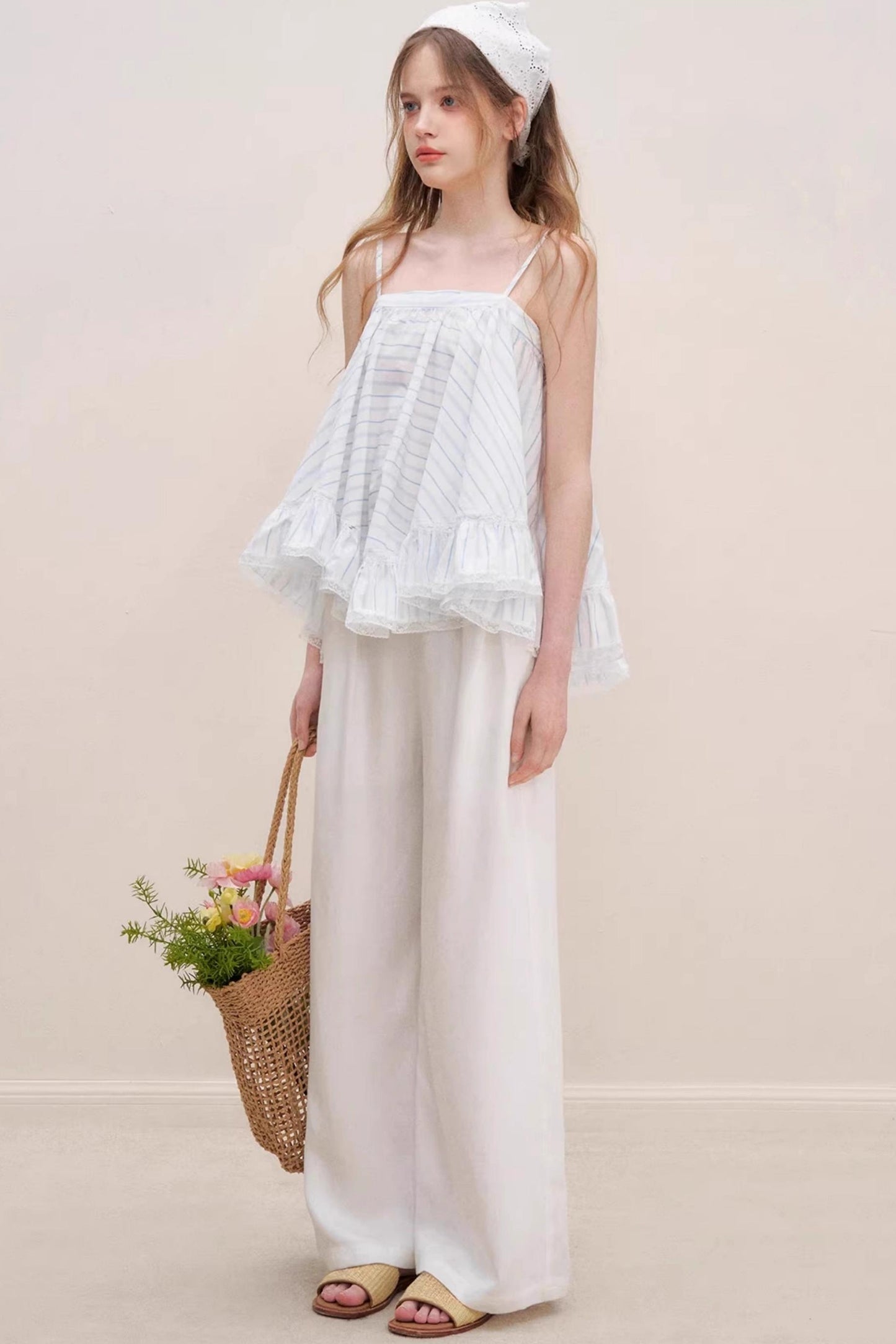 Lace-Trimmed Striped Cami