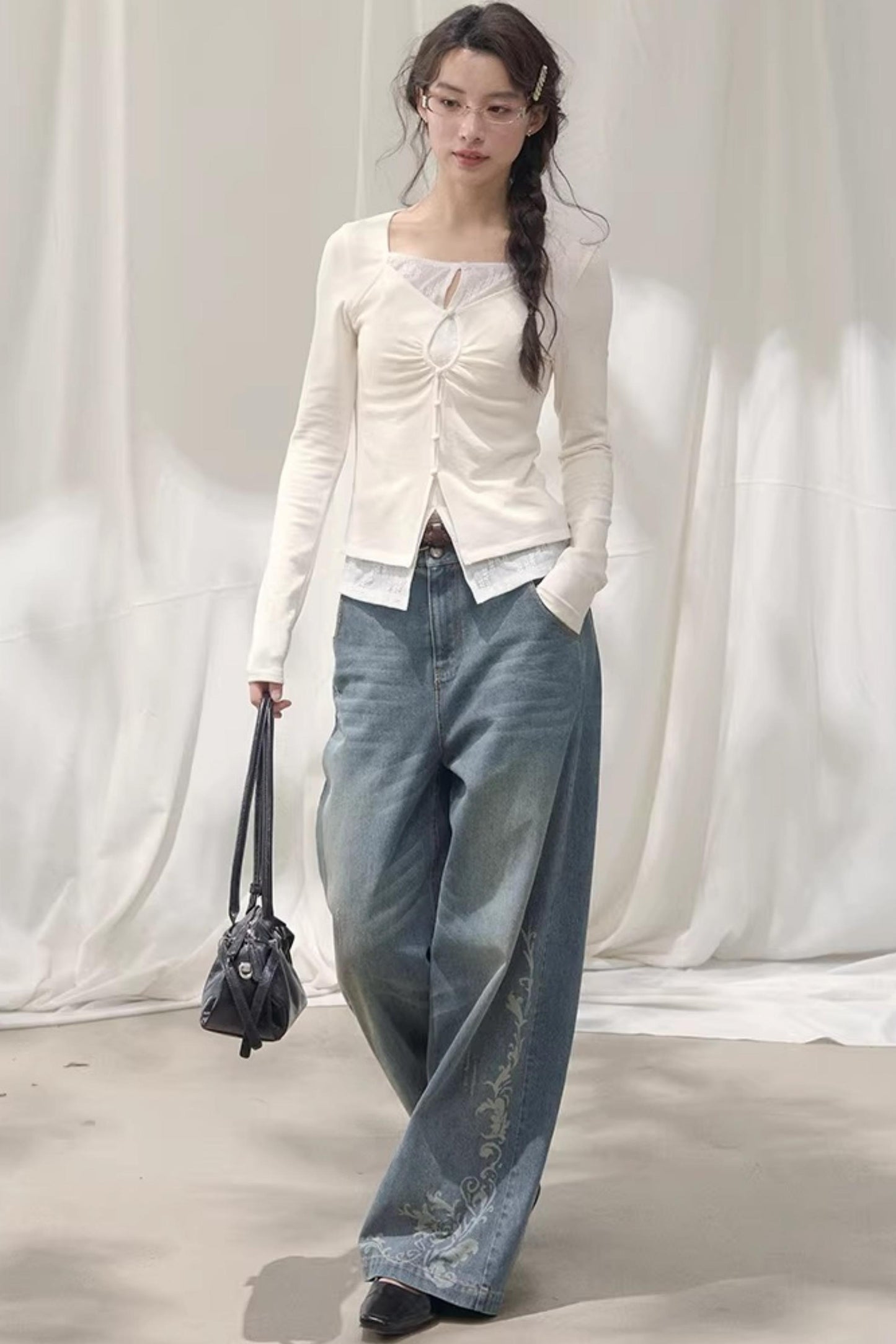 Seashell Lace Layered Top