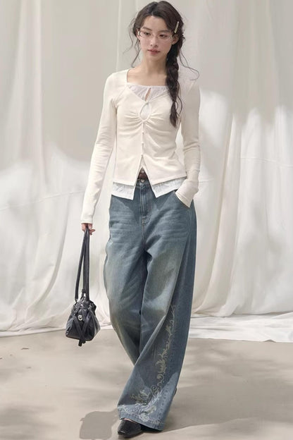 Seashell Lace Layered Top
