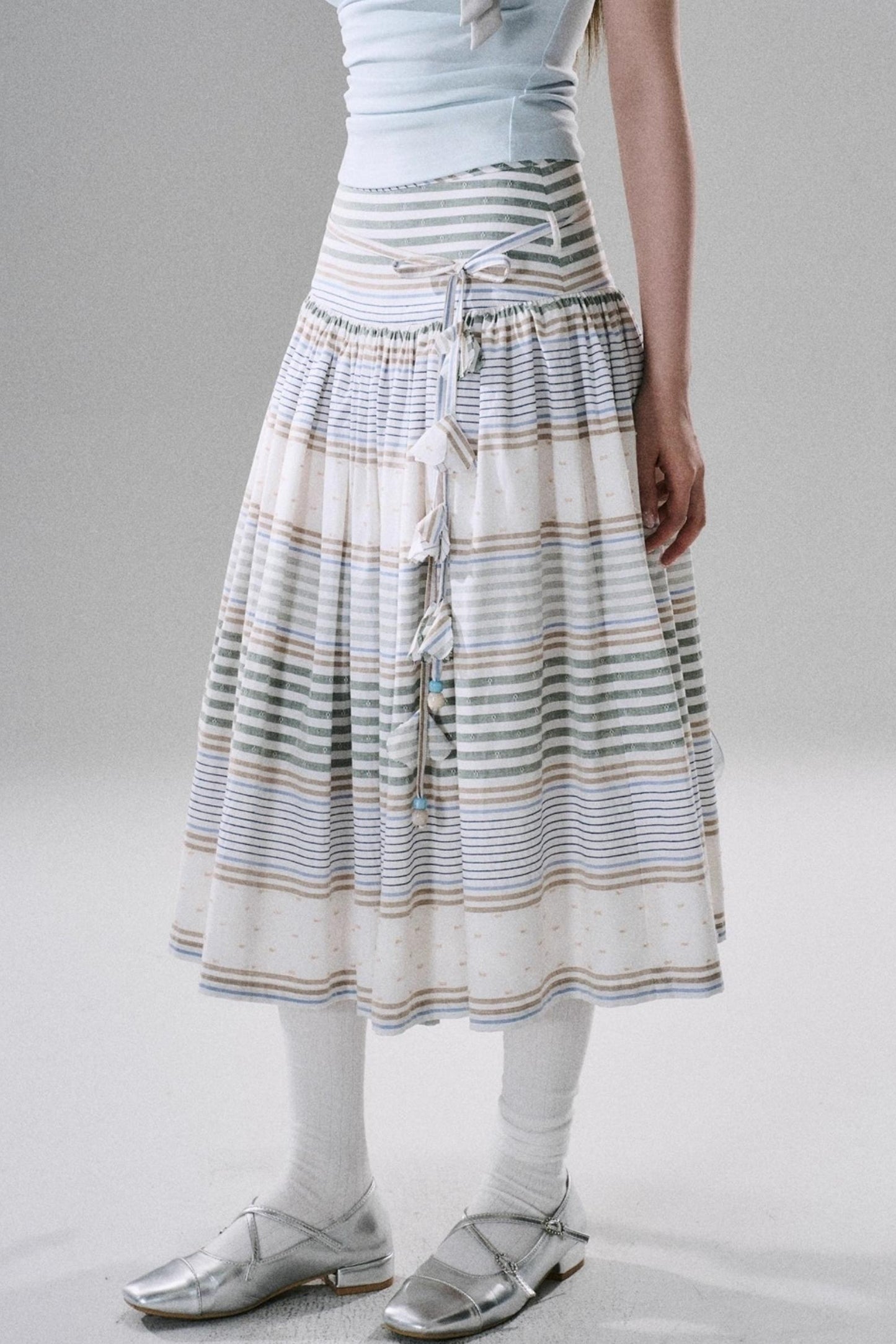 Soft Floral Belted Summer Skirt