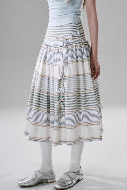 Soft Floral Belted Summer Skirt