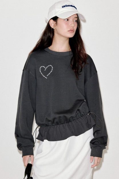 Gray Embroidery Sweatshirt