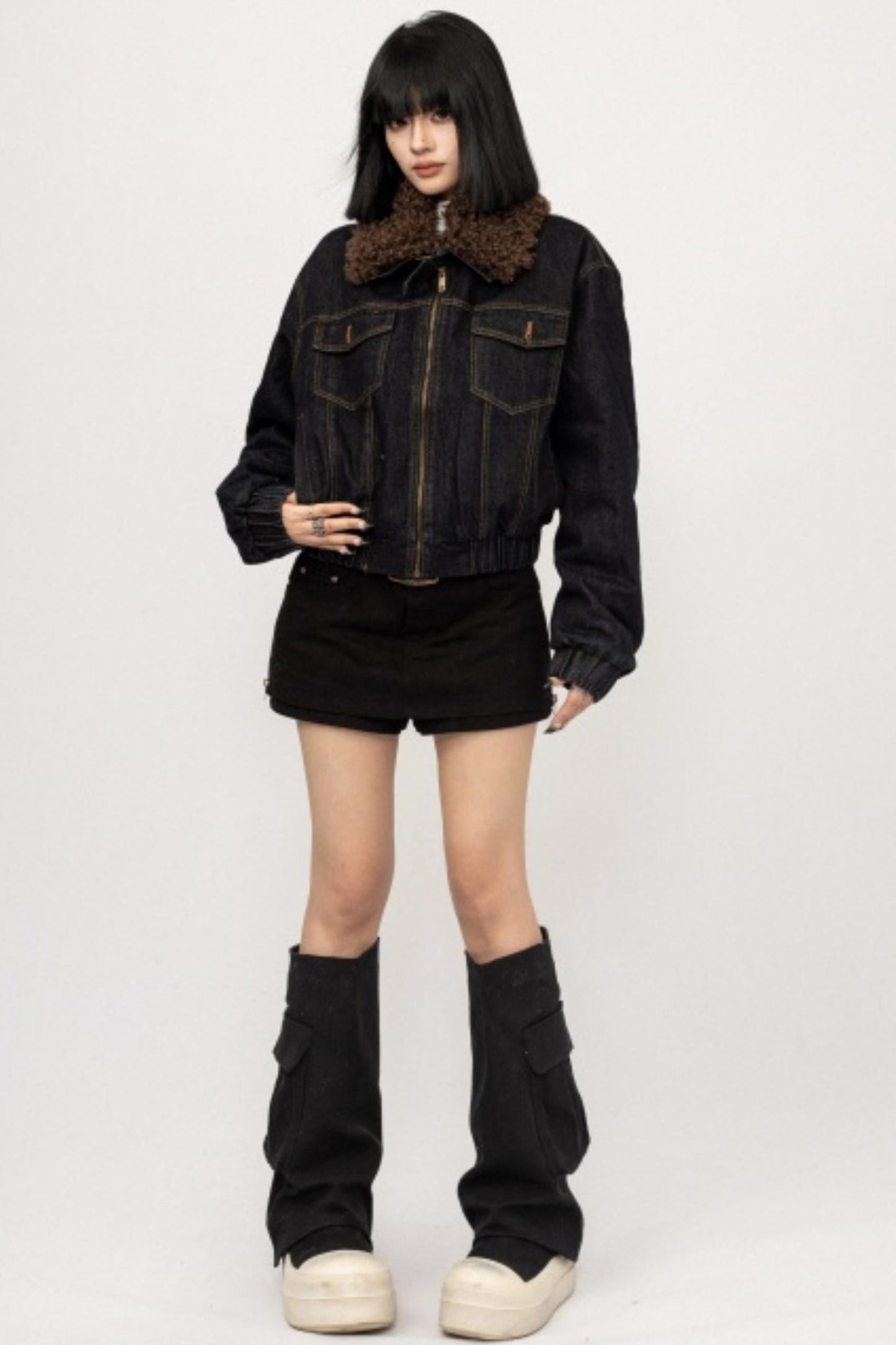 Retro Fur Collar Denim Jacket