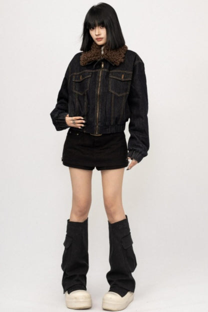 Retro Fur Collar Denim Jacket