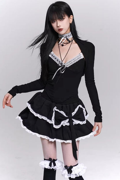 Black Puffy Cake Skirt