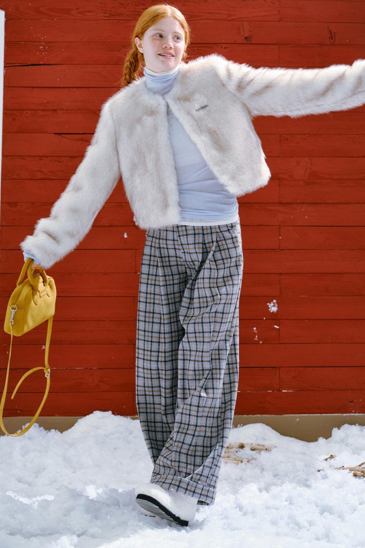 Golden White Fur Coat