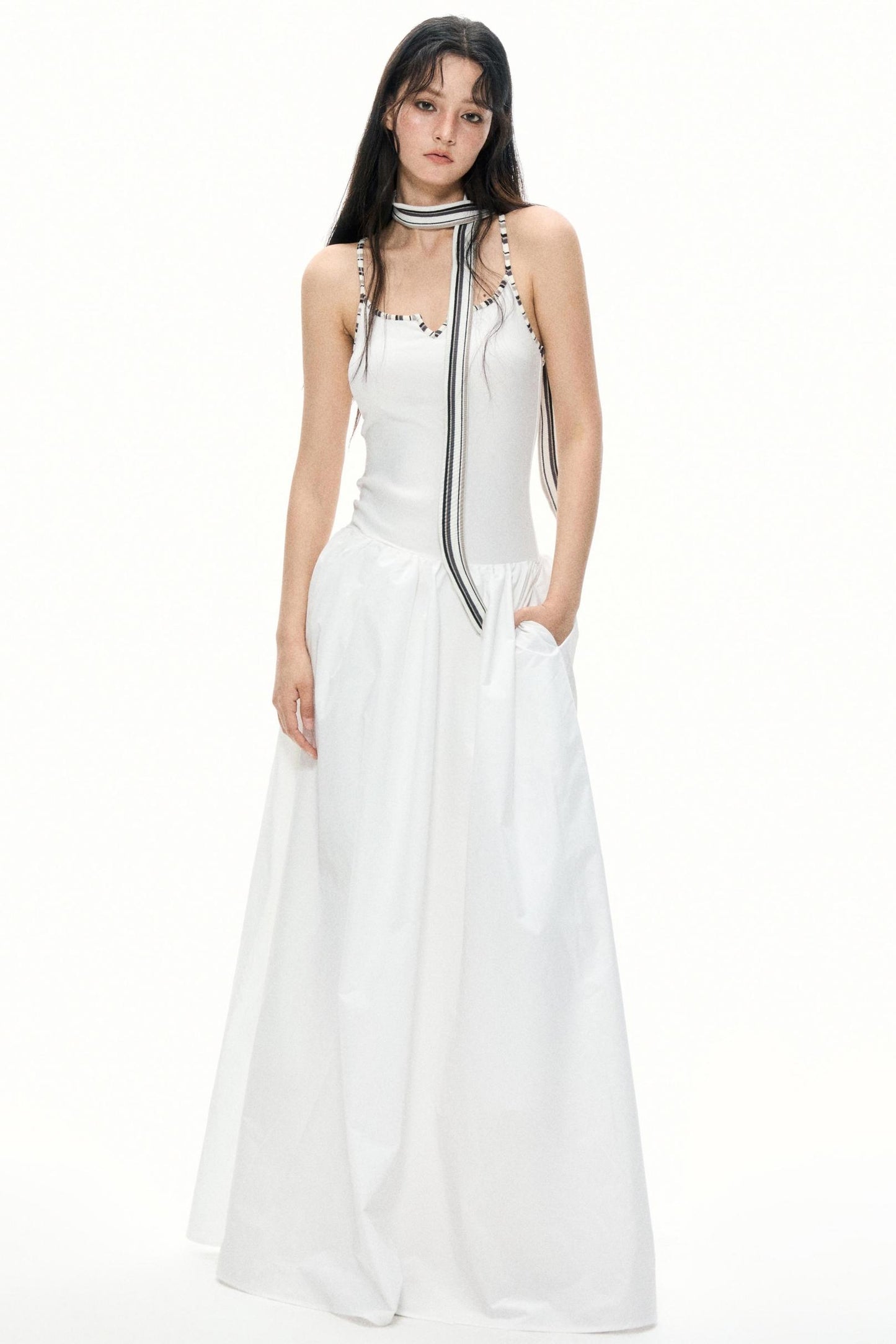 Summer White Halter Maxi Dress