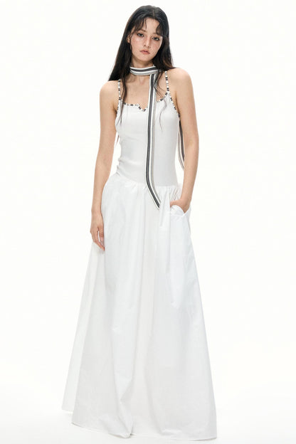 Summer White Halter Maxi Dress