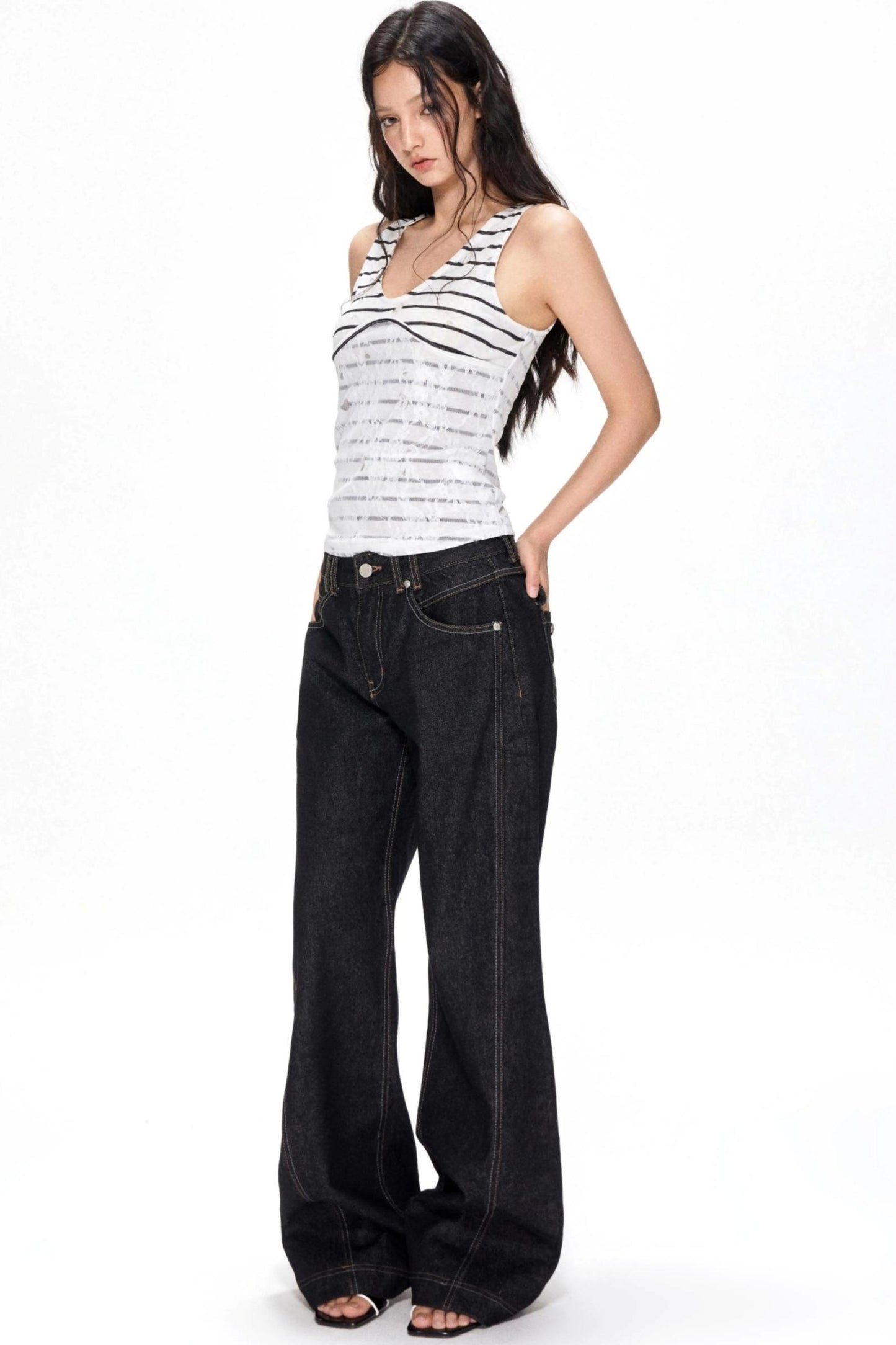 Chic Striped Lace Camisole