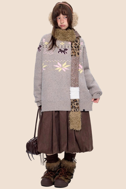 Vintage Fair Isle Loose Knit Sweater