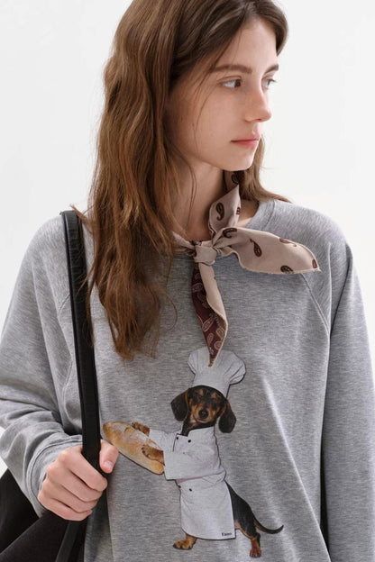 Lyocell Loose Printed Long Sleeve T-Shirt