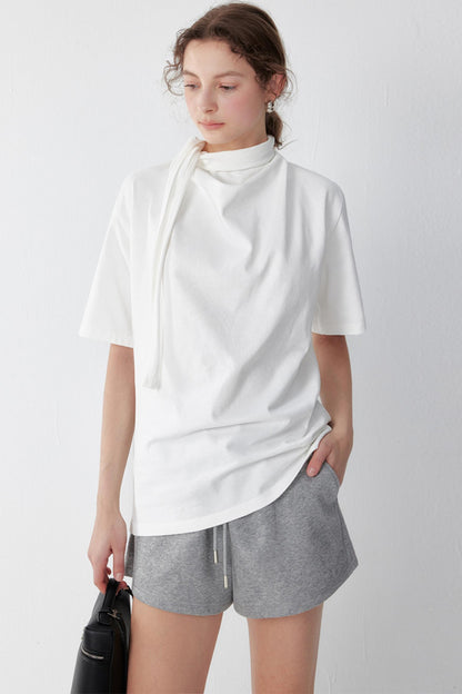 White And Black Cotton Simple T-Shirt