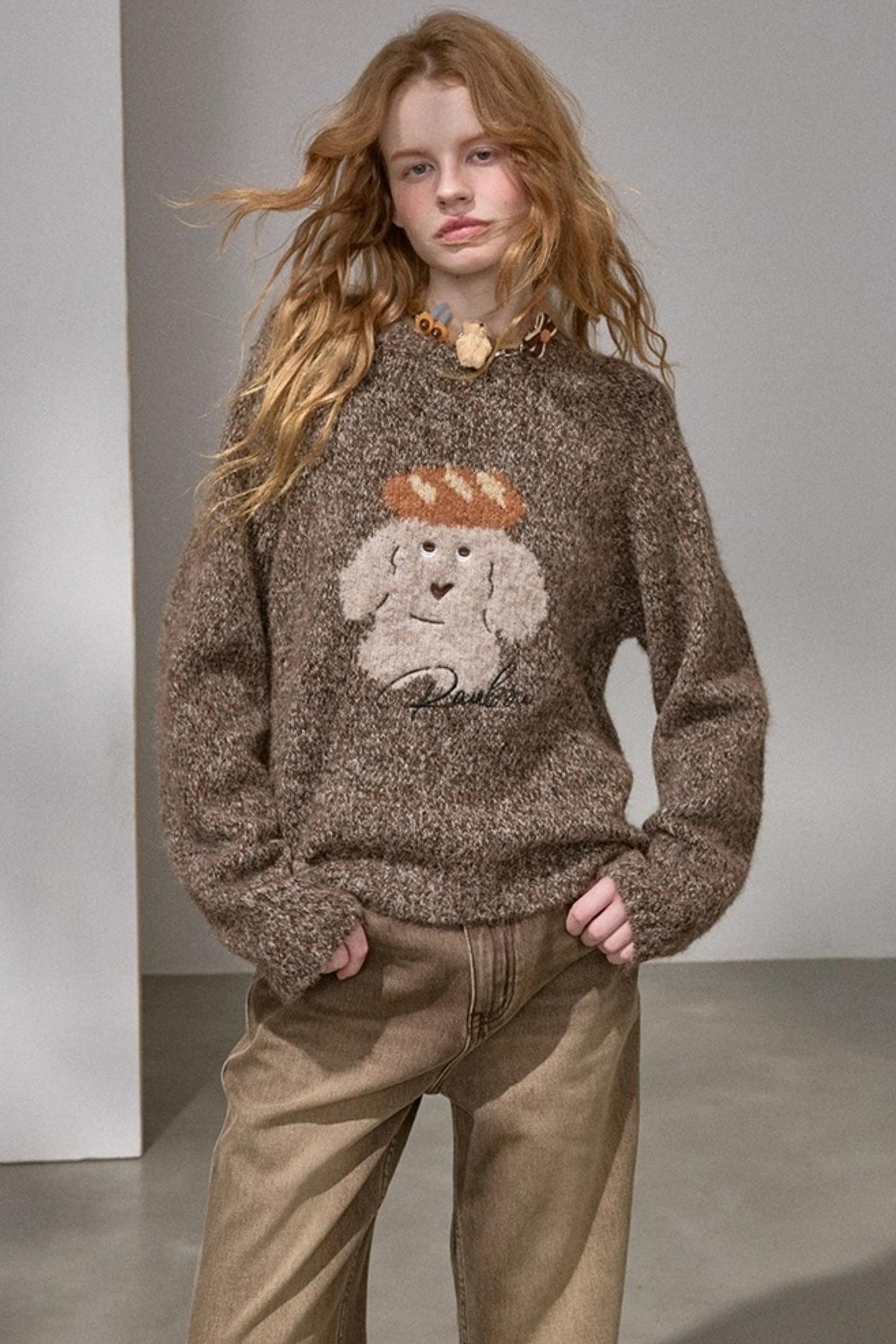Bread Dog Round Neck Sweater