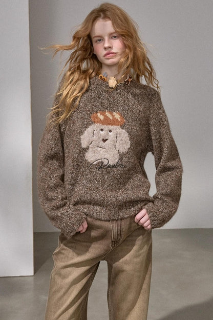 Bread Dog Round Neck Sweater