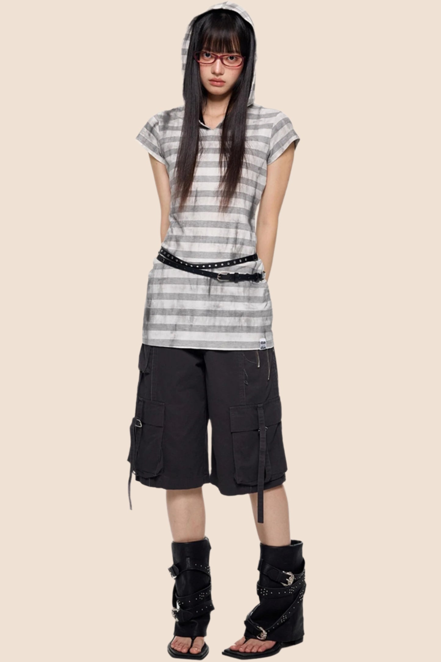 Vintage Striped Hooded Tee