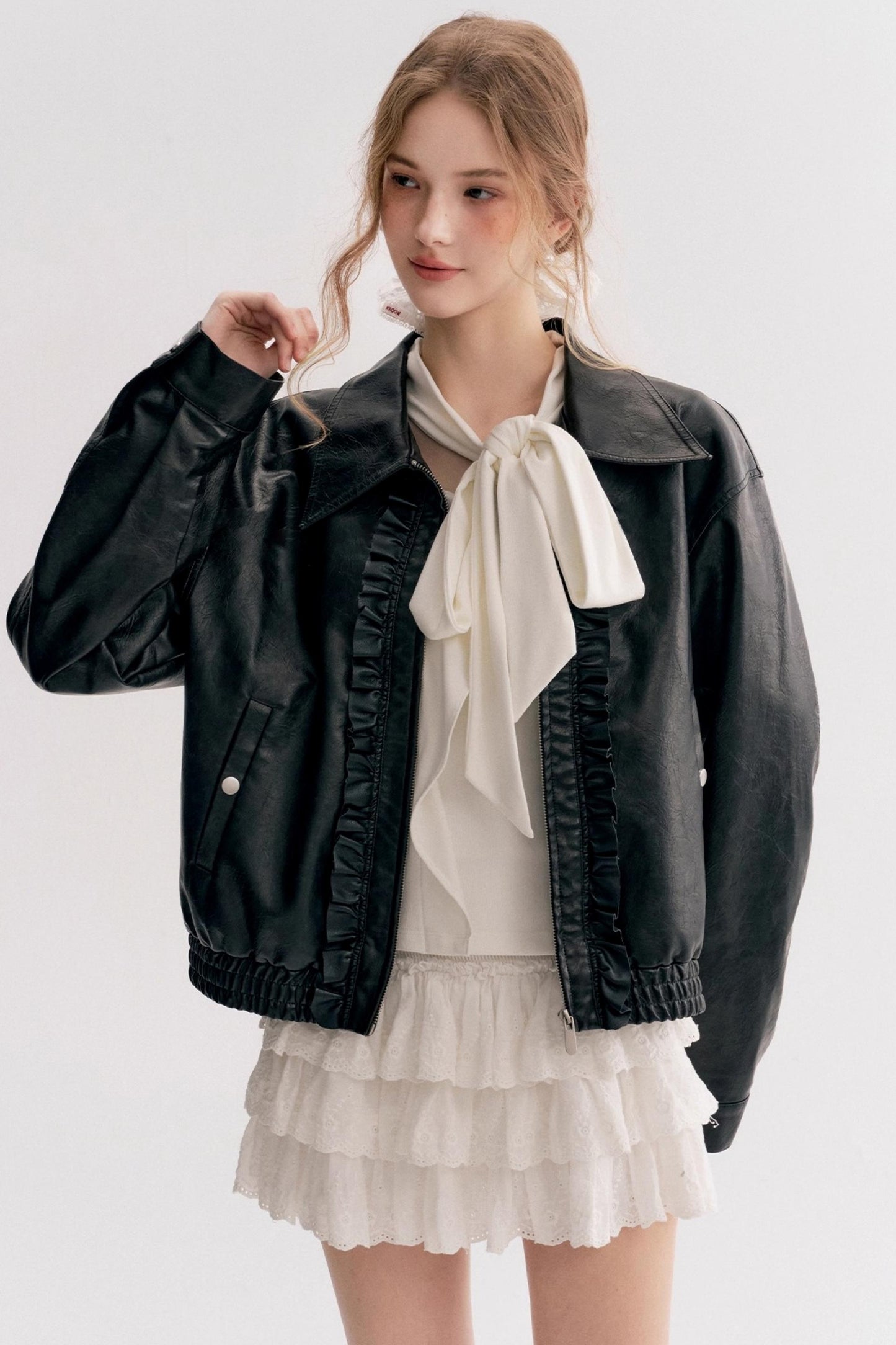 Romantic French Streamer Bow V-Neck Slim T-Shirt