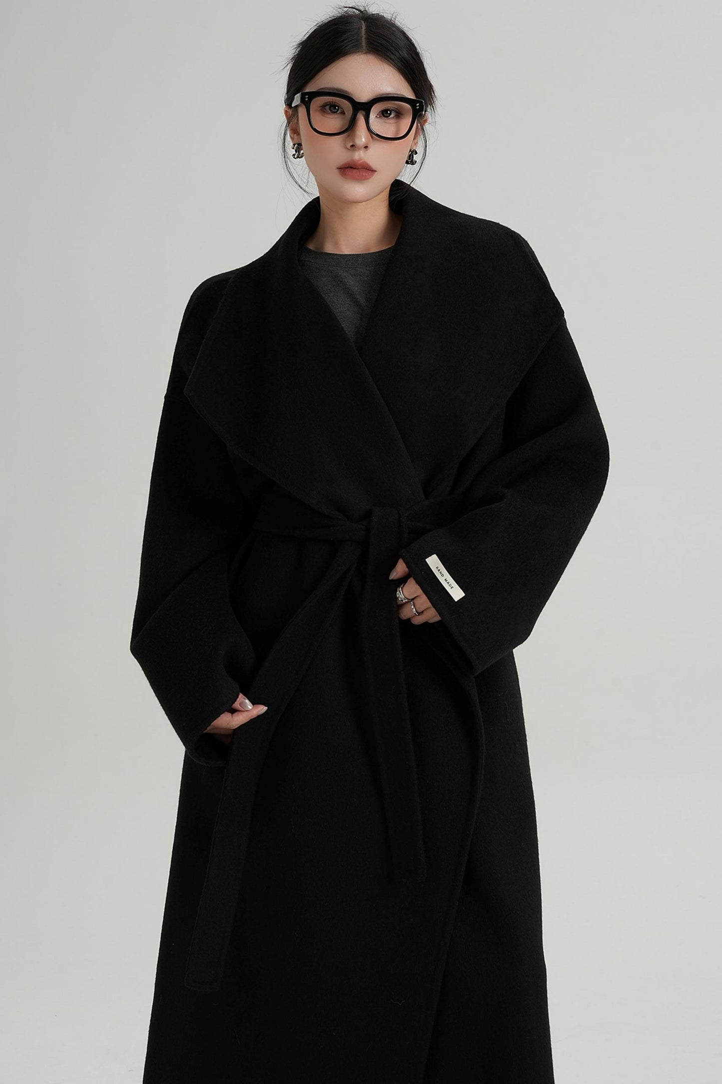 Large Lapel Long Wool Coat