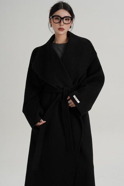 Large Lapel Long Wool Coat