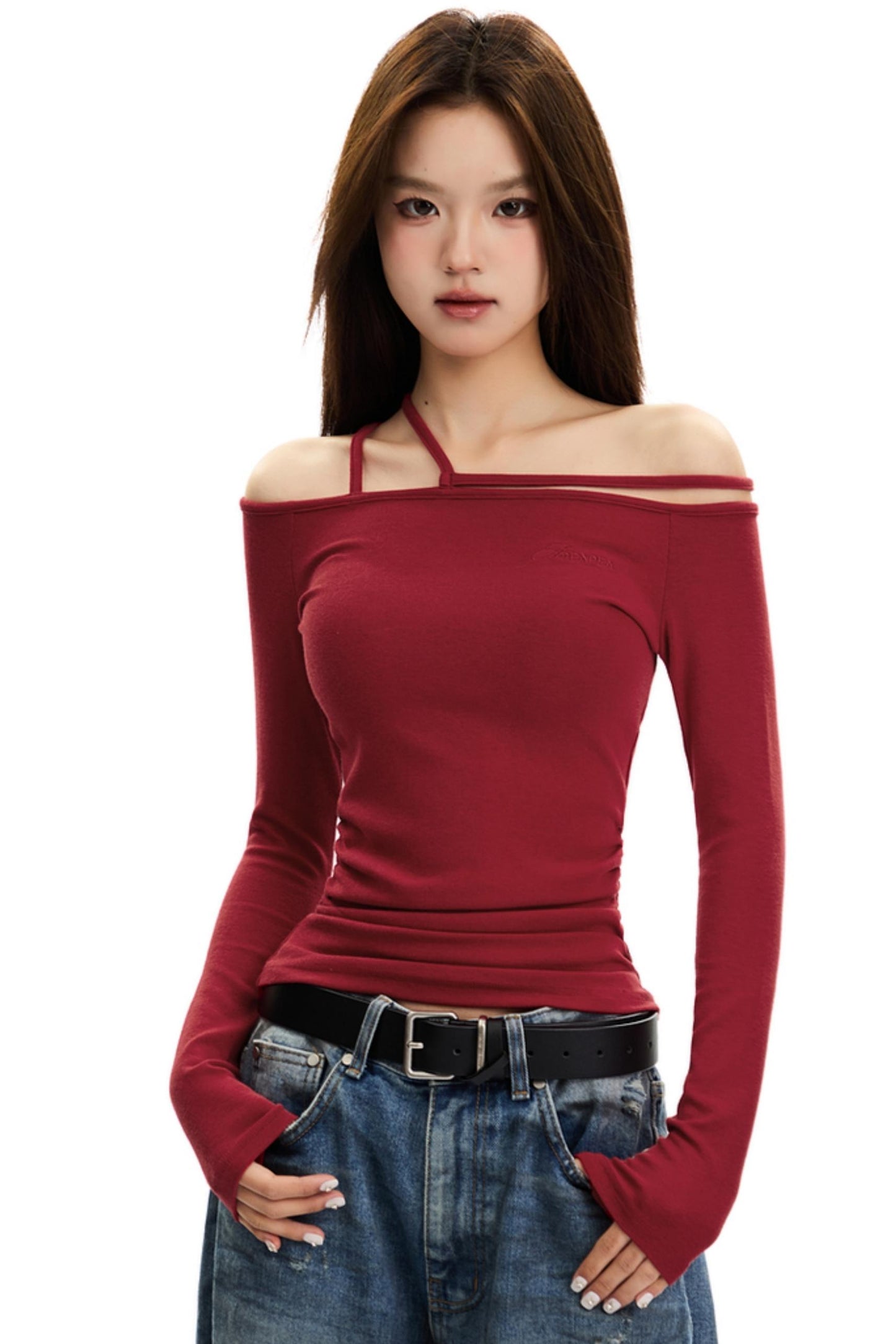 Irregular Design Shirred Waist Top