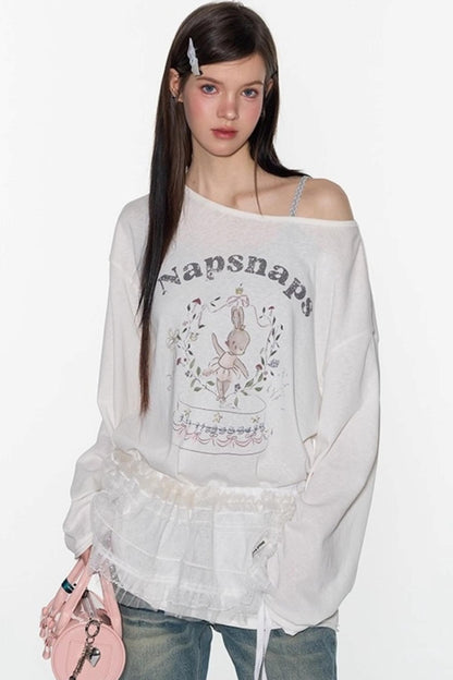 Cute Bunny Print Long Sleeve T-Shirt