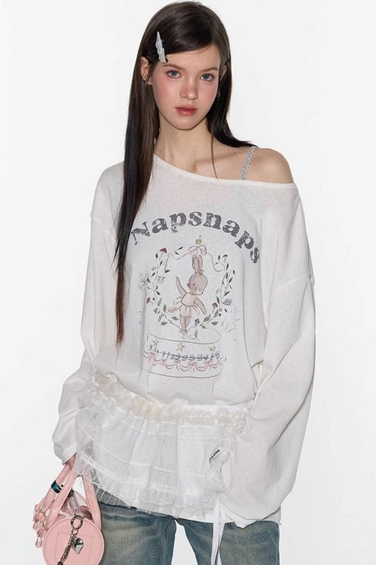 Cute Bunny Print Long Sleeve T-Shirt