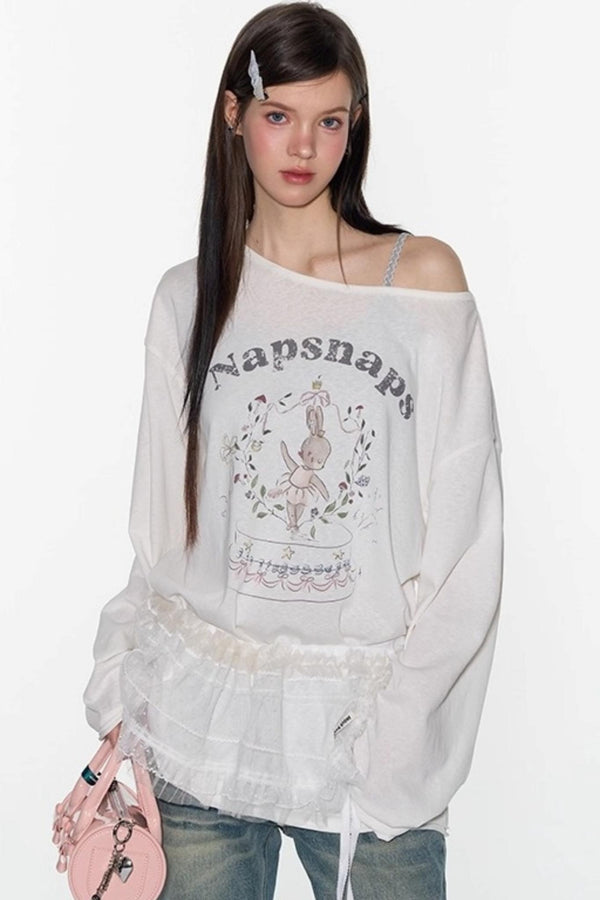 Cute Bunny Print Long Sleeve T-Shirt