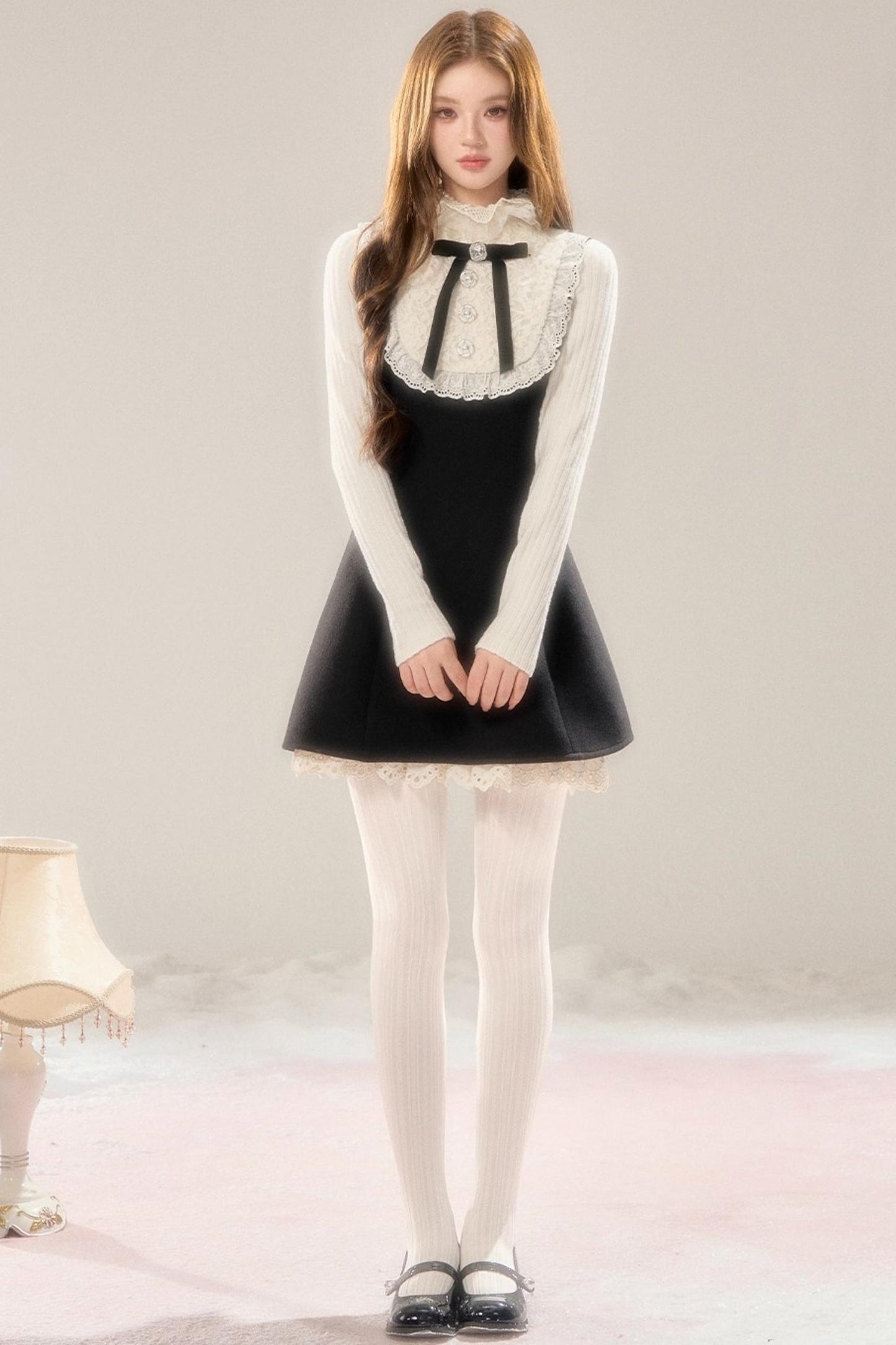 Elegant Woolen Lace Dress
