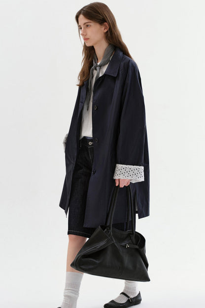 Kunstlederjacke mit Hohlem Stickmuster