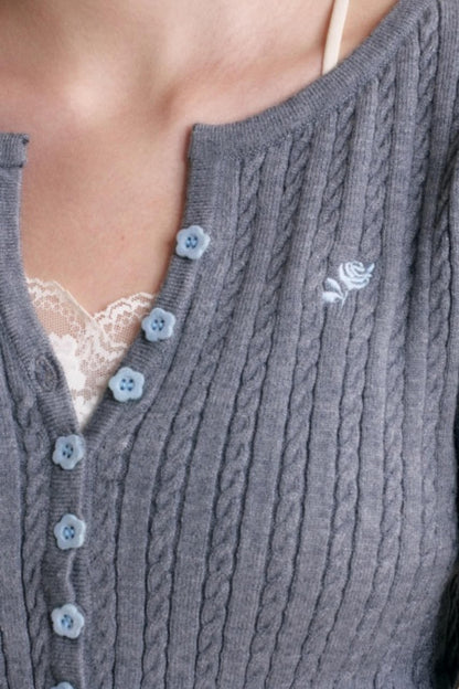 Fine Cable Knit Cardigan