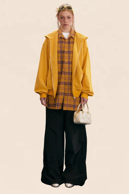 Pre-Fall Yellow Hooded Zipper Jacket