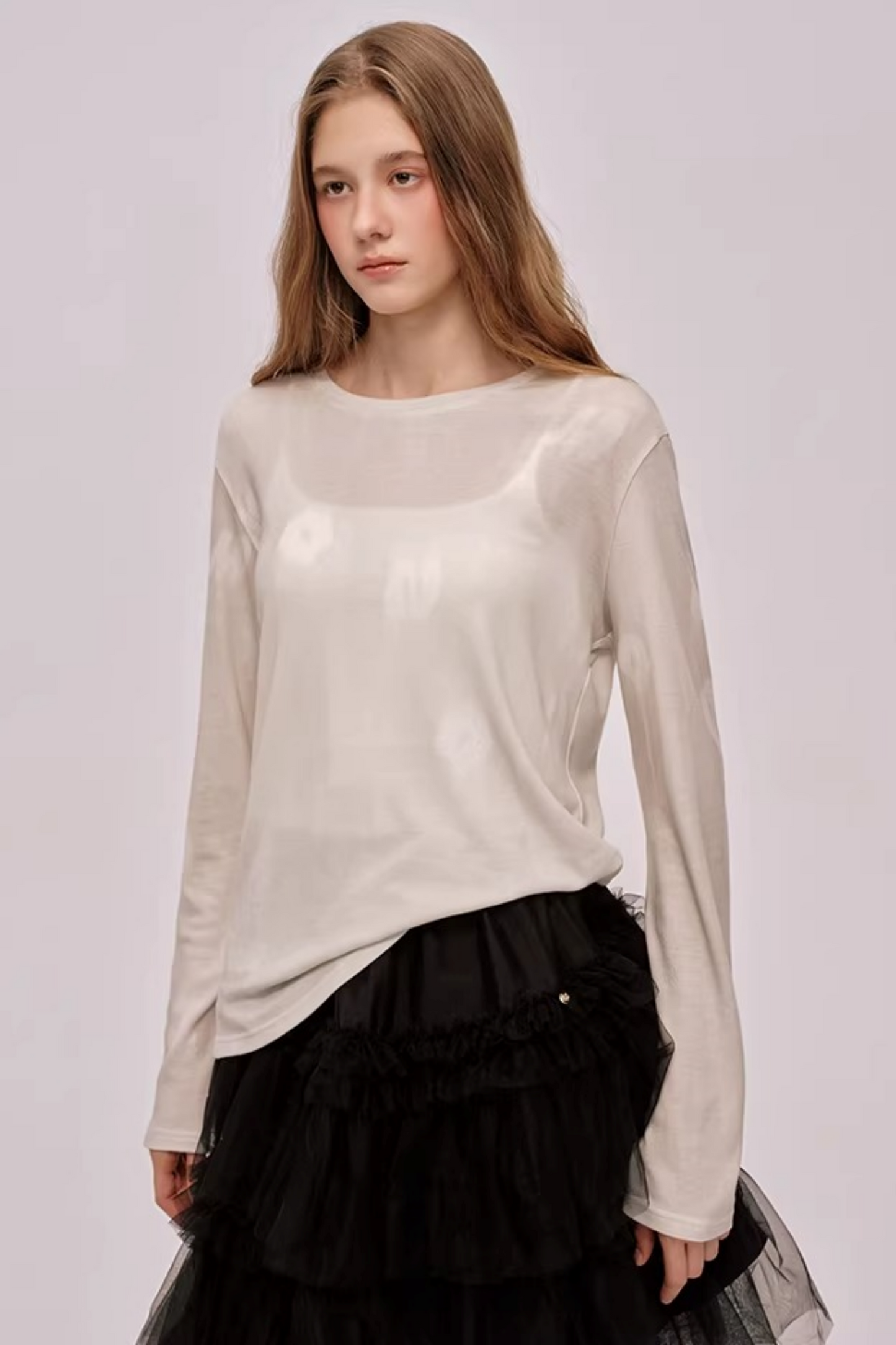Pull romantique en lyocell et laine