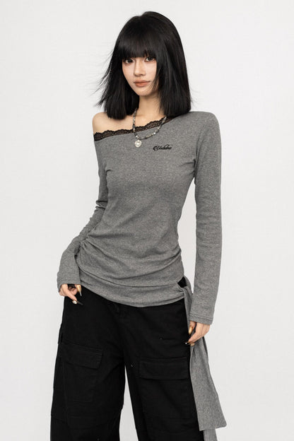 American Lace Crossbody Grey T-Shirt