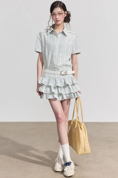 Retro Plaid Two-Piece Suit Set-Up