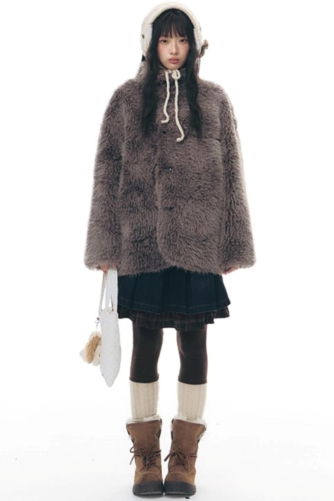 Reversible Polka Dot Fur Coat